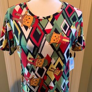 Lularoe Christmas Cat Top Sz. 14 Diamond Pattern